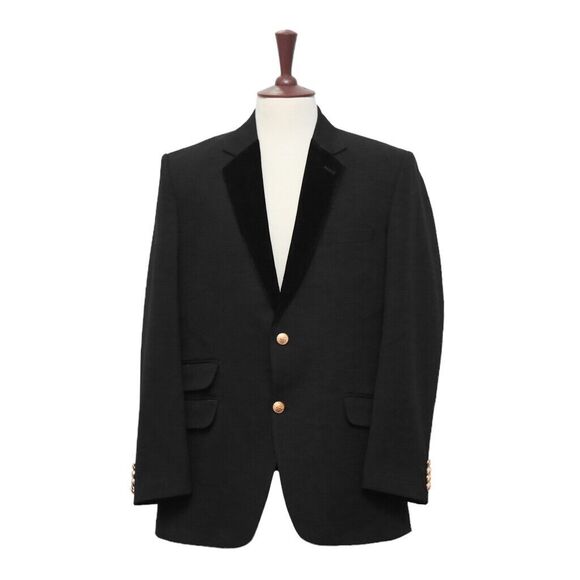 Mens Blazer Black Wool Velvet Formal Tuxedo Suit Jacket Party Sport Coat 44R